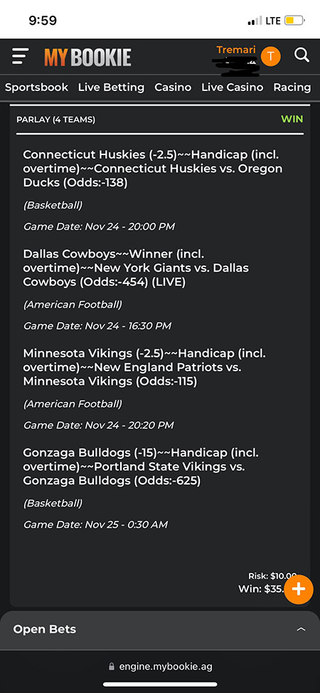 March Madness 8-team Millionaire Parlay at +11447 odds